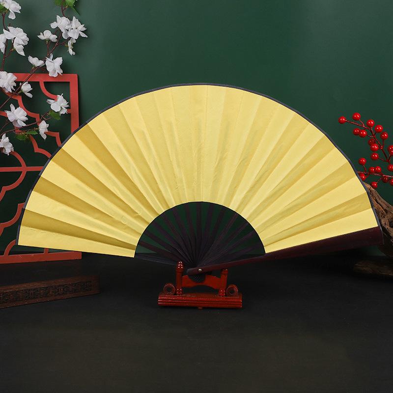 

DIY китайский складной веер ручной шелковой ткани складной веер деревянный бамбук антиквариат складной веер DIY каллиграфия живопись подарок для друзей жёлтый