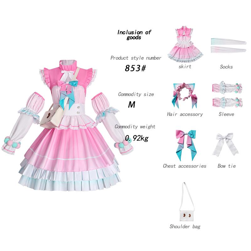 Anime Project Sekai Otori Emu Pink Cherry Soda Dress Cosplay Costume Uniform Sweet Stage Pjsk Emu Otori Halloween Costume Suits