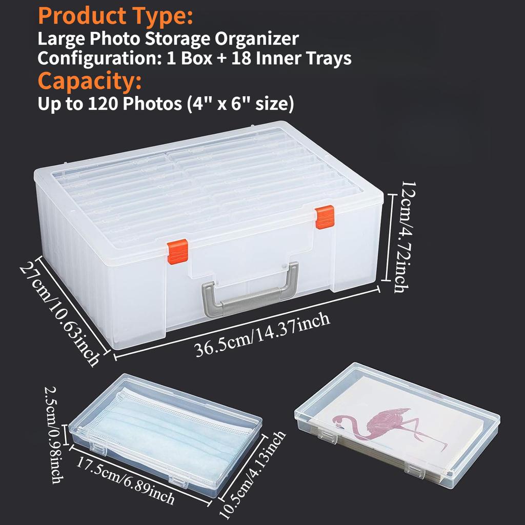 18 Independent Clear Boxes 4x6inch Photo Storage Set for Easy Sorting & Quick Access, Acid-Free Organizer for Stamps & Stickers