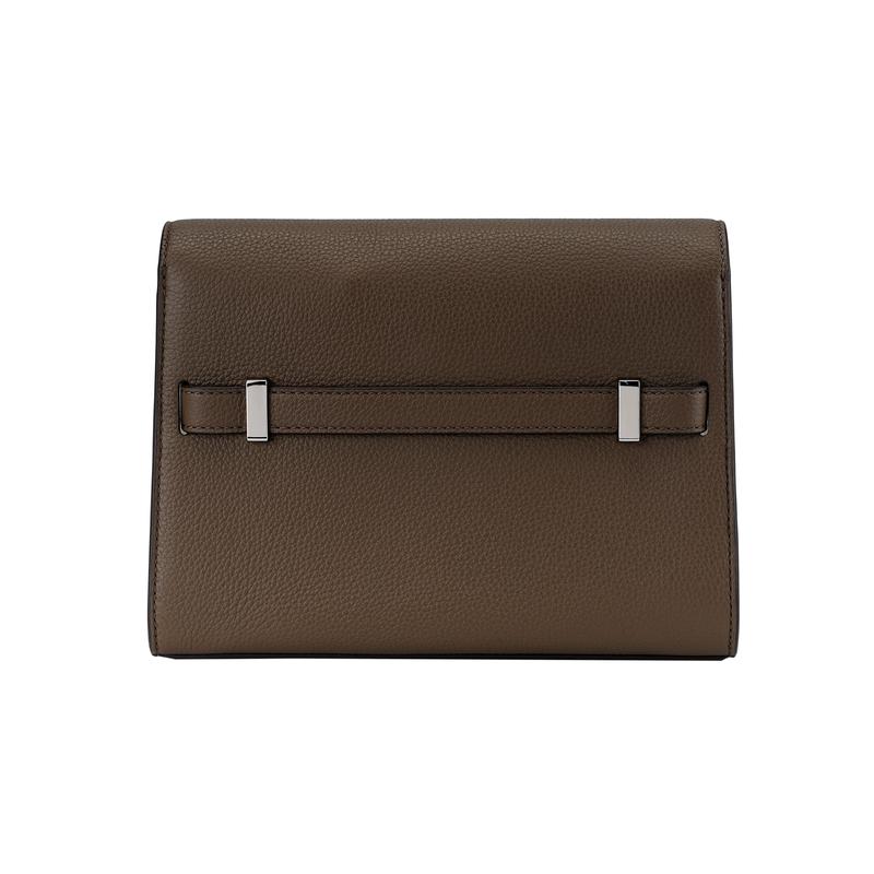 Tory Burch Lee Radziwill Colorblock Texture Pebbled Leather Shoulder Bag Women's Mushroom Gray 158723-250
