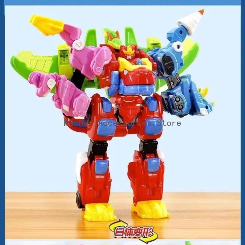 4-in-1 Gogo Dino Mecha Gogoking Roboter Ornamente Kombinierte Dinosaurier Basis Heißes Auto Verformung Rex/ Ping Action-Figur Spielzeug Geschenke