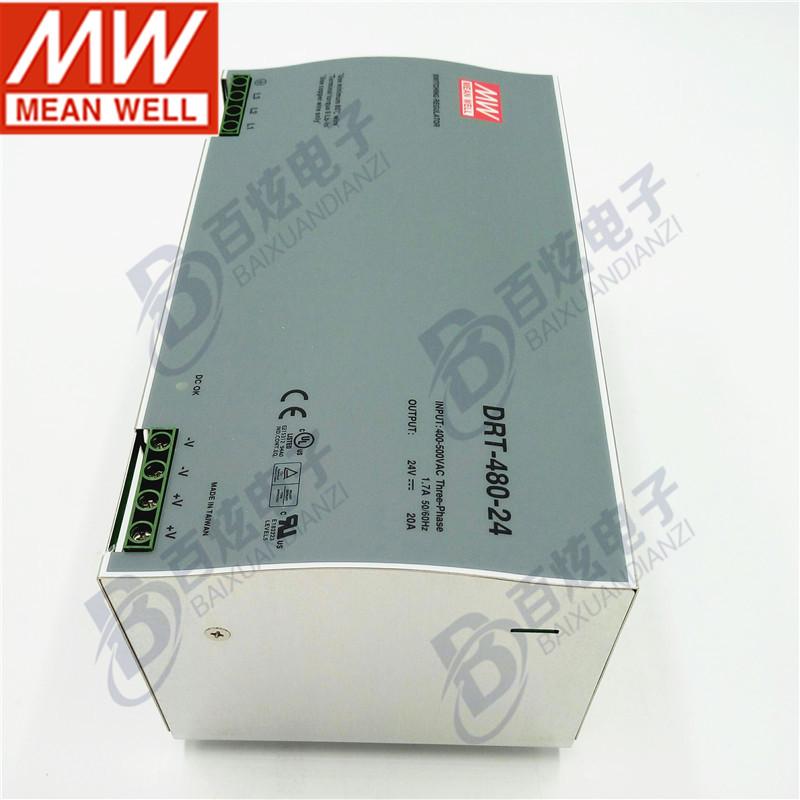 DRT-480-24 DIN Rail Switching Power Supply, Three-Phase 380V Input