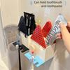 Draining Toothpaste Storage Rack Self-adhesive Toothbrush Dispenser with Cup  Bathroom