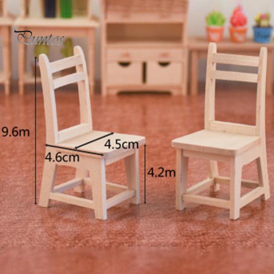 Dřevěná nebarvená miniaturní ozdoba na nábytek na židličku pro 1/12 domečku pro panenky