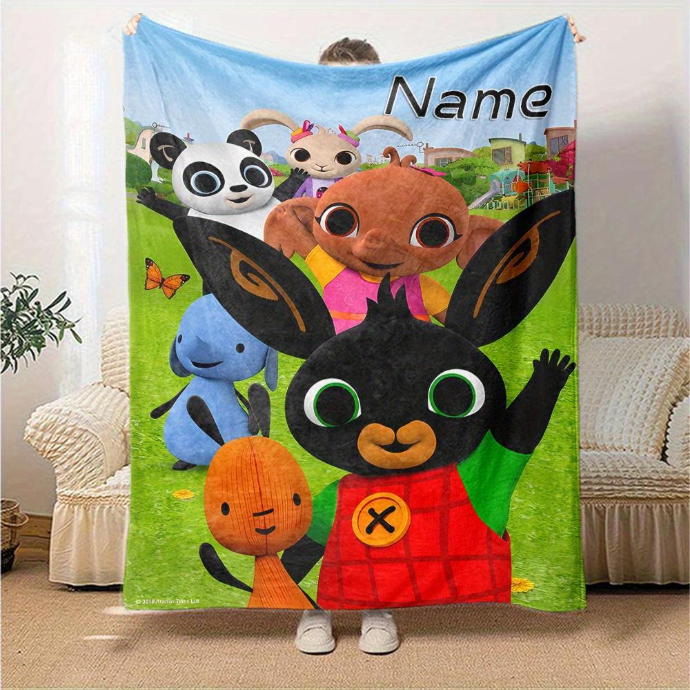 Bing Bunny And Friends Flannel Blanket With Customizable Name Soft And Comfortable Shawl Blanket For All Seasons Suitable For Home Travel Camping