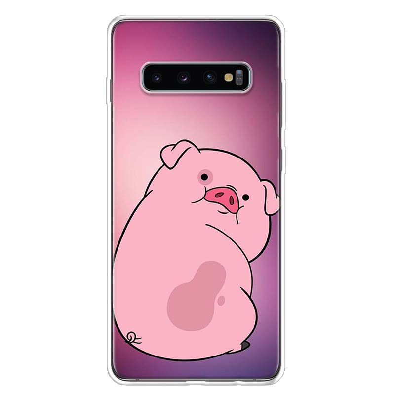 Cute PINK Pig Cartoon Cover Phone Case For Samsung Galaxy S10 Plus S20 FE S21 S22 Ultra S10E S9 S8 + S7 Edge J4 Housing Shell