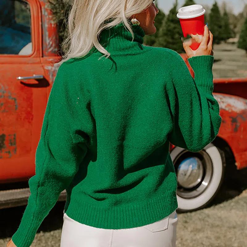New Autumn and Winter Women's Christmas Turtleneck Sweater Loose Long Sleeve Knitted Pullover Top Woman
