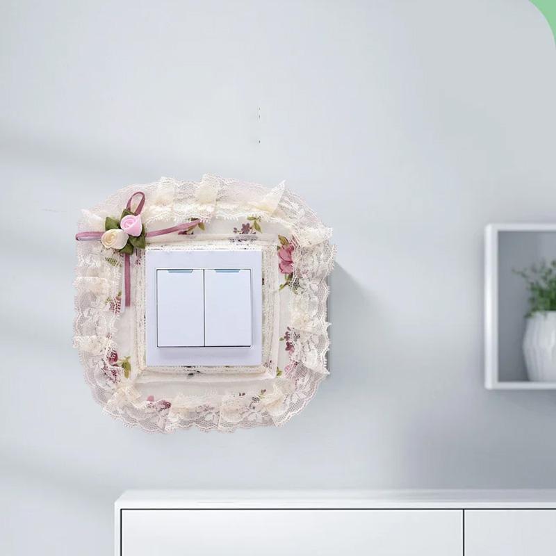 3 Teile/paket Spitze Wohnzimmer Wand Schutz Abdeckung Schlafzimmer Licht Schalter Abdeckungen Haushalt Polyester Faser Paste Tuch Dekor