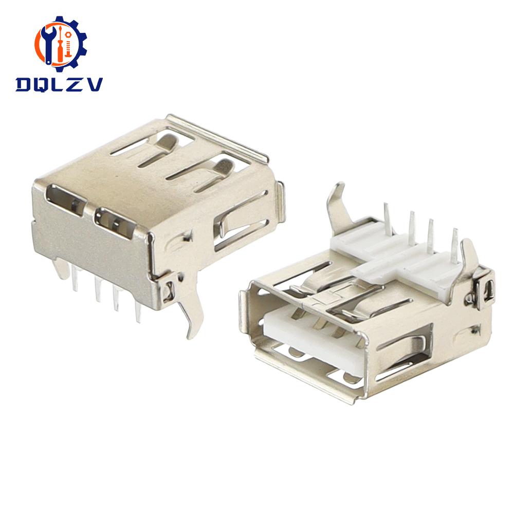 

USB 2.0 Type A Female Jack Port 4Pin DIP Soldering Connector PCB Socket USB-A Type Right Angle 10PCS