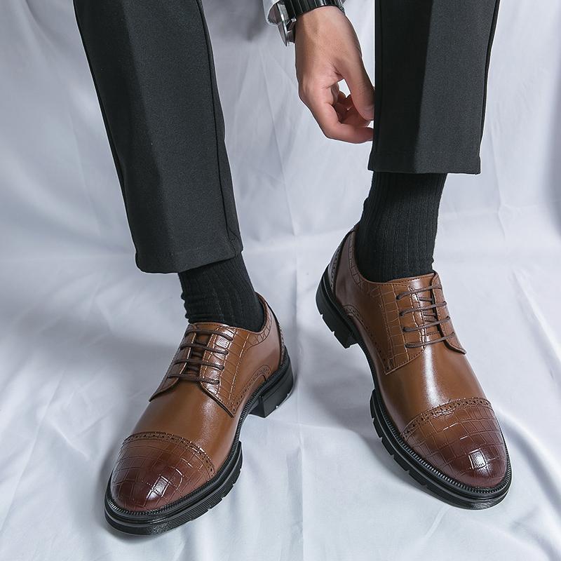 Fashion Business Formal Brown Leather Shoes Mens Fashion Casual Dress Shoes Classic Italian Formal Oxford Shoes For Men Zapatos Hombre