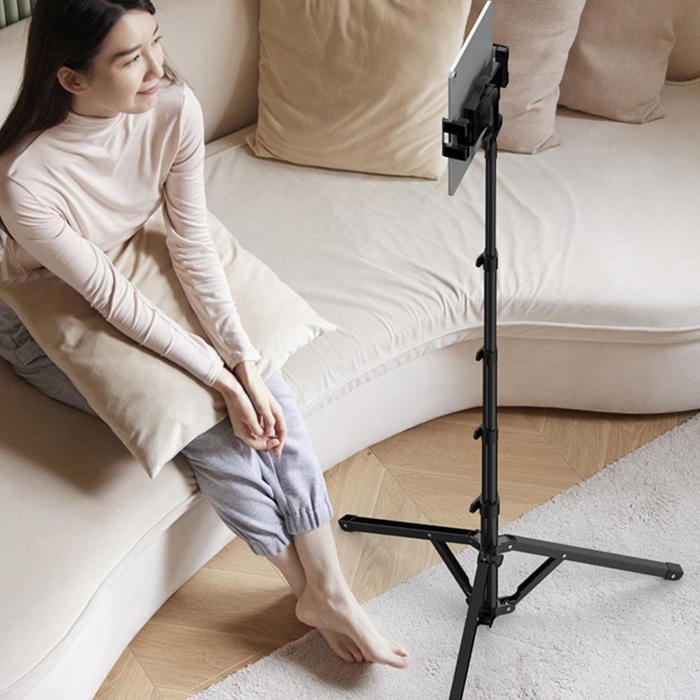 JYX-M566 360 Degree Rotating Phone Holder Adjustable Height Floor Tripod Stand for Tablet