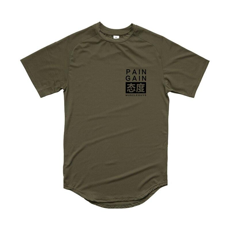 Muscleguys Fashion Casual Sports T-shirt Men's Summer Fitness Short-sleeved Mesh Breathable Street wear Slim Fit