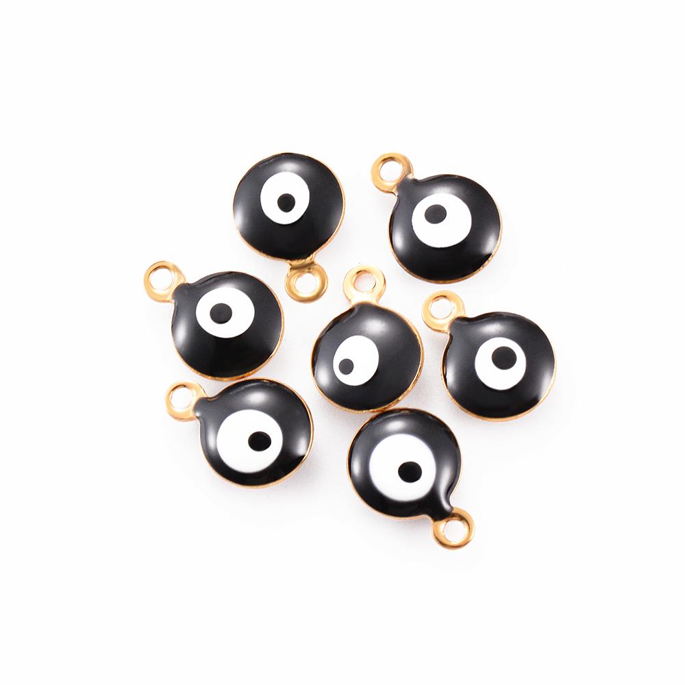 Wholesale 30pcs 6mm/8mm Stainless Steel Evil Eye Bracelet Earring Charms Lucky Demon Eye Necklace Pendants DIY Jewelry Make 6mm чёрный