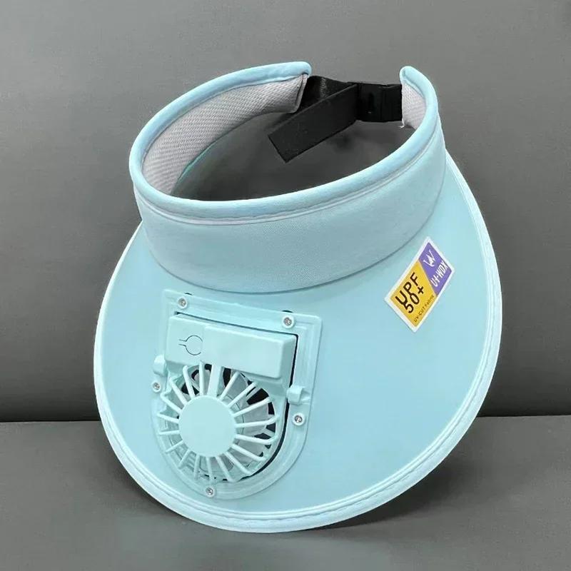 Cooling Fan Hat Breathable USB Rechargeable Fans Hat Sun Visors Hat with Fan for Men Women Girls Boys Sport Fishing Travel