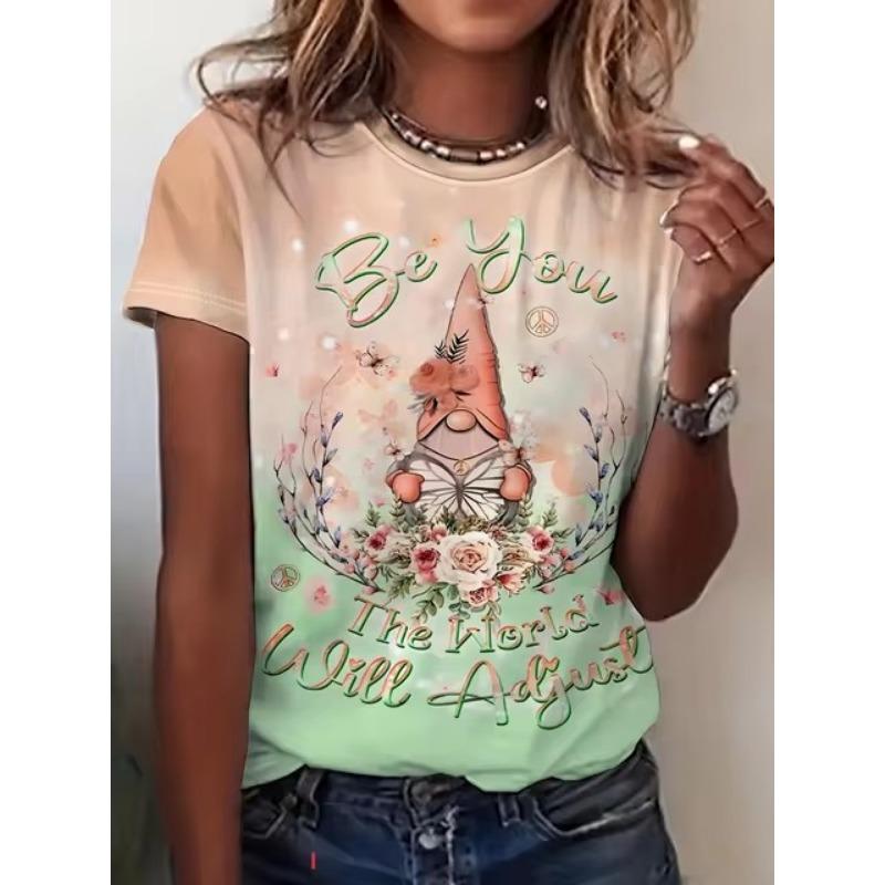 Übergröße Damen T-Shirt Lustiger 3D-Druck Damenbekleidung Mode Sommer Kurzarm Oberteil Lässig O-Ausschnitt T-Shirt Damen Pullover