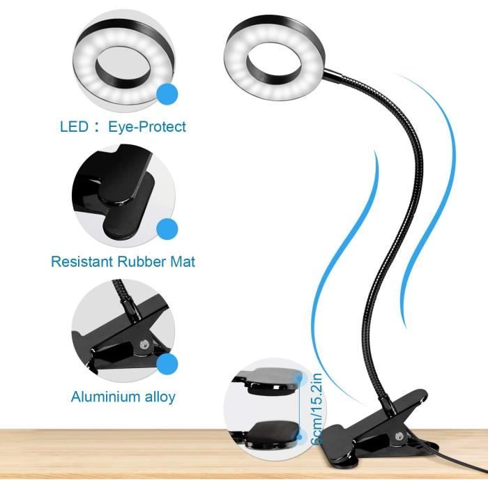 Lampe de Bureau - 48 LED - Flexible 360° - 3 Modes d’Éclairage - 10 Niveaux de Luminosité