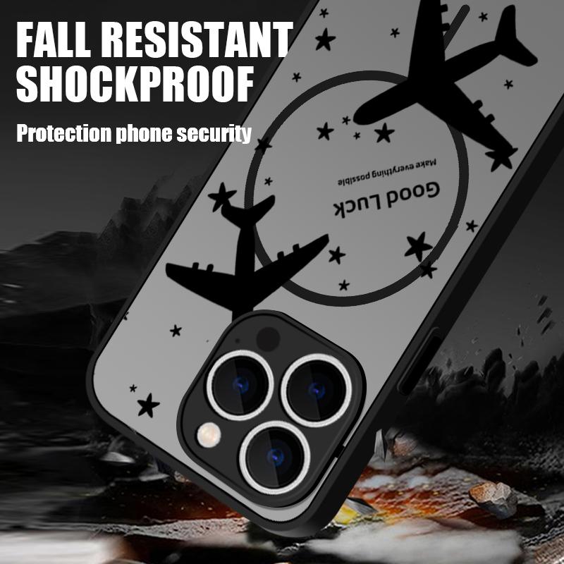 Airplane Landmark Label Case For iPhone 16 Pro Max Coque iPhone 16e 15 14 13 Pro Max 17 Air Magnetic For Magsafe Wireless Charge