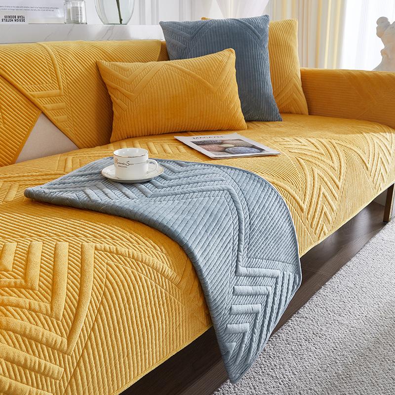Sofa Cushion Four Seasons Universal Non-Slip Sofa Cover Short Plush Leather Cushion Cover Cloth Cover Modern Simple Thickened