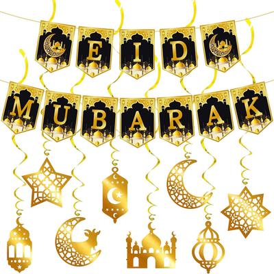 1 Stück Ramadan Mubarak Banner Wimpelkette Girlande Spirale Deko Hintergrund Ramadan Banner Dekorationen