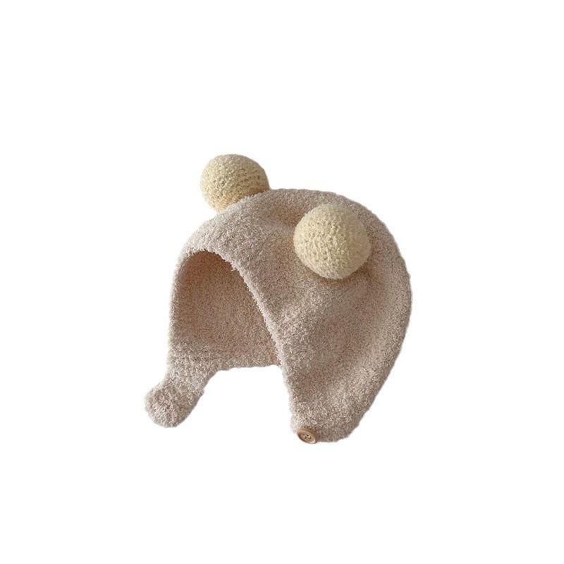 Baby hat autumn and winter super cute baby newborn infant ear protection warm cute men and women knitted fleece hat bag head