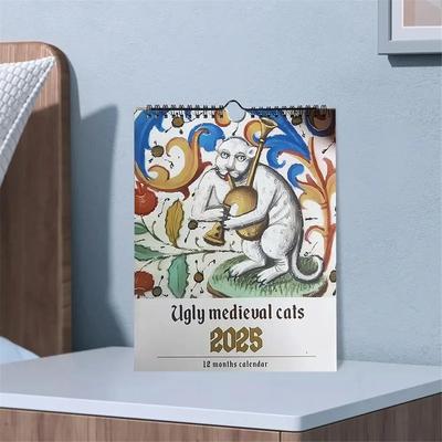 Μεσαιωνικό Ημερολόγιο Γάτας 2025 Παράξενες Μεσαιωνικές Γάτες Ημερολόγιο Τοίχου 2025 Άσχημες Μεσαιωνικές Γάτες Ημερολόγιο 12 Μήνες