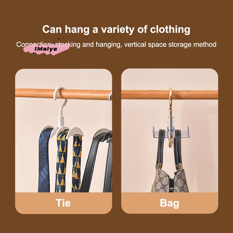 M-1Pc 360° Rotating Bag Hook Multifunctional Bag Scarves Hanger Wardrobe Coat Rack No Drilling Required Home Storage Hangers