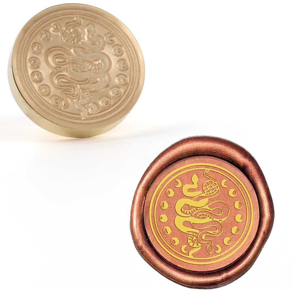 Moon and Animals Wax Seal Stamps Brass Head Moon Lanterns Pattern 0.98" Removable Round Wax Sealing Stamp Heads For Decorating