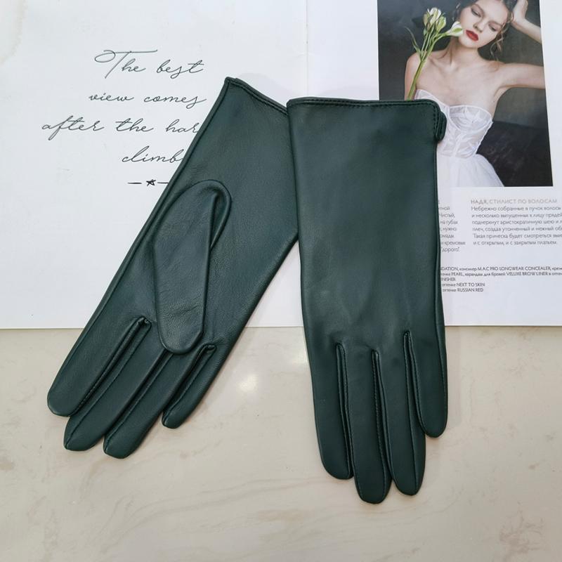 New Ladies Sheepskin Touch Screen Gloves Single Leather Thin Unlined Classic Solid Color Versatile Straight Driving Gloves