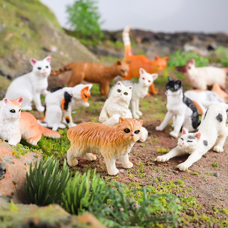 Cognitive Cat Simulation Model: Mini Tabby, Black, White Cat Educational Toy