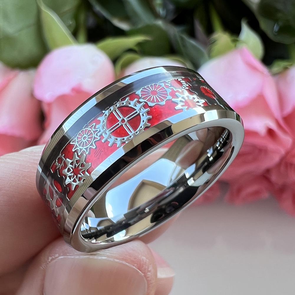 Stainless Steel Gear Ring: European & American Fashion for Men