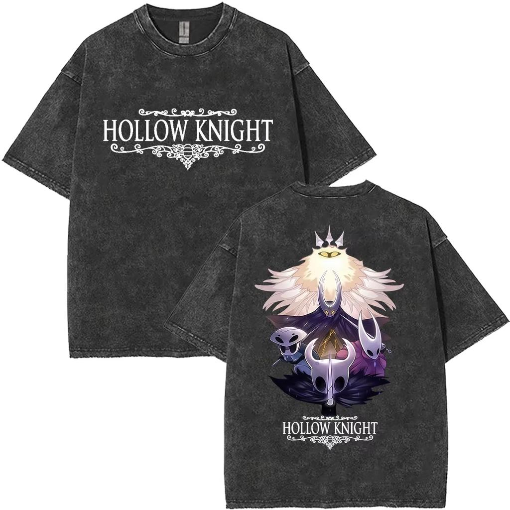 Summer Hot Sale 2026 Game Hollow Knight Washed T Shirt Men Women Vintage Top Hip Hop Streetwear Oversized Tshirt Short Sleeve Casual Clothing