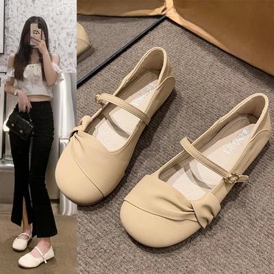 Damen Neue Französische Mary Jane Schuhe mit Kleinem Duftendem Stil und Flachem Boden, Abendstil und Kleine Lederschuhe