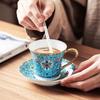 European Enamel Ceramic Coffee Cup & Saucer Set, Elegant Afternoon Tea Cup Set