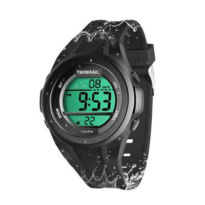 Boys' Watch for Swimming and Scuba Diving, 100m Underwater Stopwatch, Chronograph, Alarm, Dual Time Zone, 12/24 Hour Format