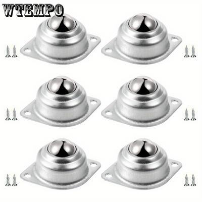 6pcs Roller Bearings 1“ Ball Casters 360º Rotation Low Profile Casters 6 Smooth Rollers 12 Precision Screws Ball Bearing Rollers