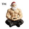 Quirky Christmas Tabletop Ornament Muscular Santa Claus Figurine, Funny Hilarious Resin Strong Statue, Novelty Statue Collectible Desktop for