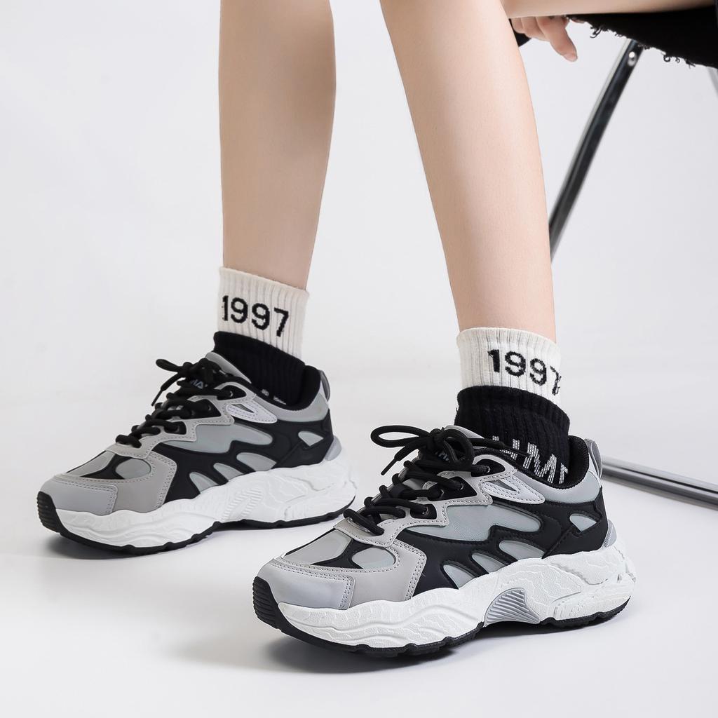 2025 Autumn Dad Shoes Women's Versatile Casual Sports Shoes Platform-soled Trendy Heightening Women's Shoes Silver Running Shoes