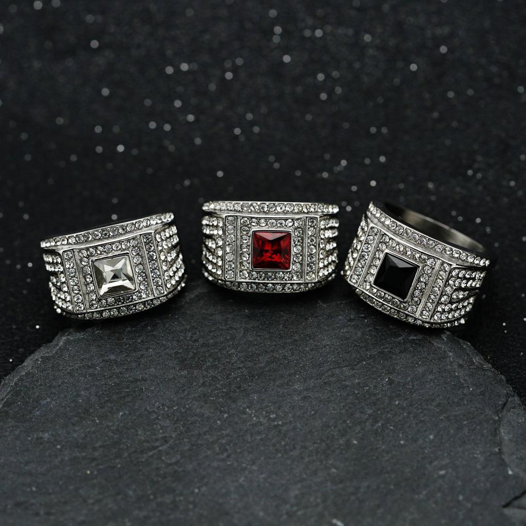 New Personalized Fashion Full Diamond 3D Color Diamond Trendy Ring for Men