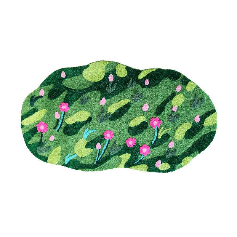 Garden Moss Hand Tufted Area Rug, Bedroom Bedside Rugs, Flocked Art Deco Carpet, Thickened Microfiber Floor Mat, Super Soft