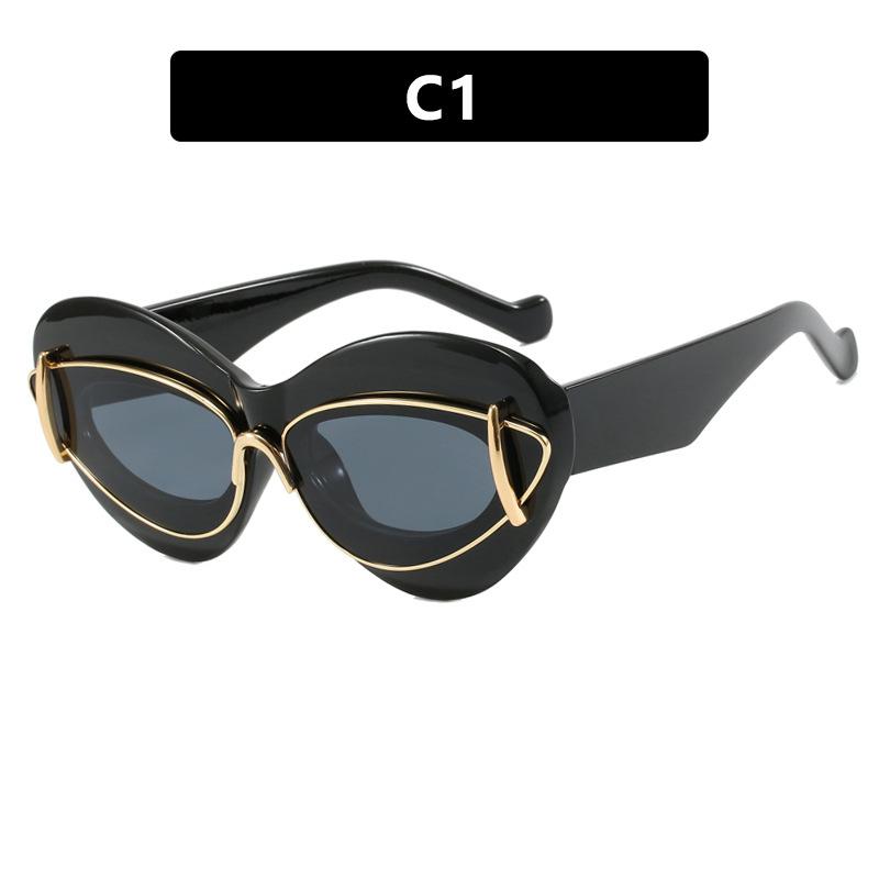Sexy Cat Eye Double Frame Sunglasses Women 2025 Luxury Brand Vintage Y2K Punk Sun Glasses For Ladies Retro Eyewear Shades UV400