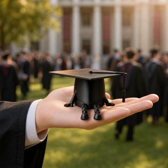 Figure Mini Cappelli di Laurea, Mini Cappello di Laurea 3D 'Congrats Graduation' con Articolazioni Mobili per Decorazione Tavola Festa di Laurea Vassoio a Gradini