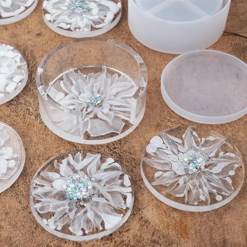 Round Cup Storage Box Mold Diy Crystal Epoxy Resin Coaster Round Coaster Box Storage Box Silicone Mirror Mold