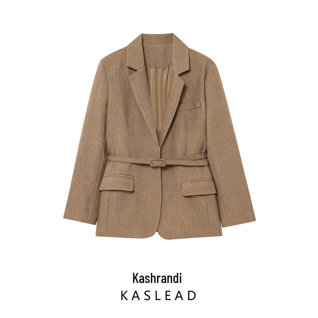 2025 Spring Women's European & American Style Woolen Belted Suit Jacket - Fashionable & Versatile