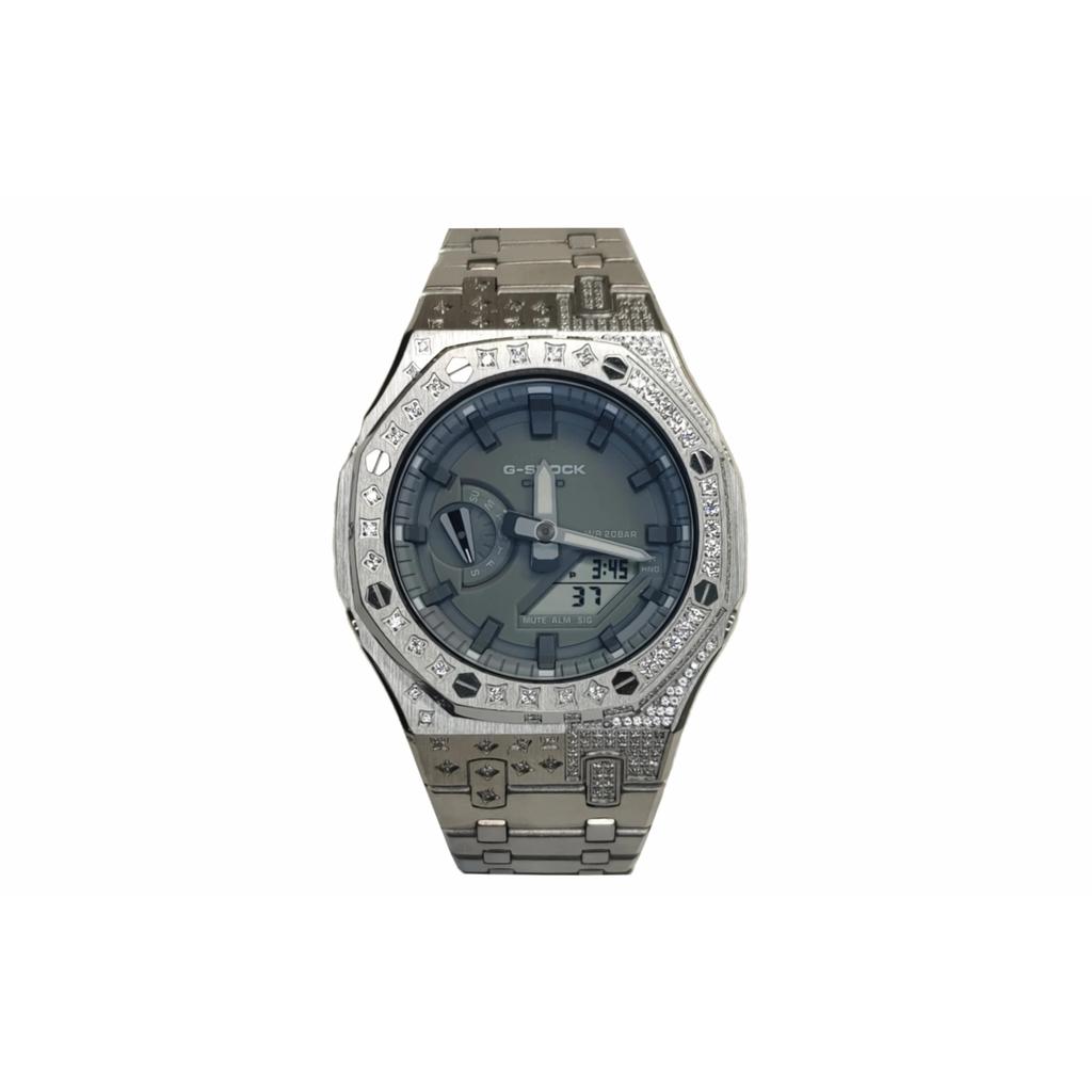 CASIO Men Liquid Crystal/Analog Dual Display Series 44mm Black Watch GA-2100SKE-7A