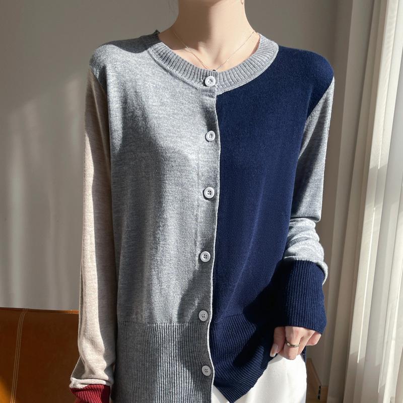 Women's Wool Pullover Qinghe Cashmere 50% Silk 50% Wool Spring and Summer Wool Soft, Comfortable and Warm