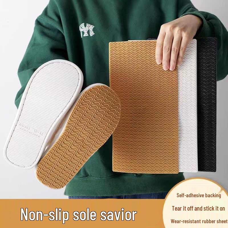 Non-slip, wear-resistant adhesive rubber pad for shoe sole repair and non-slip high heel leather shoes.