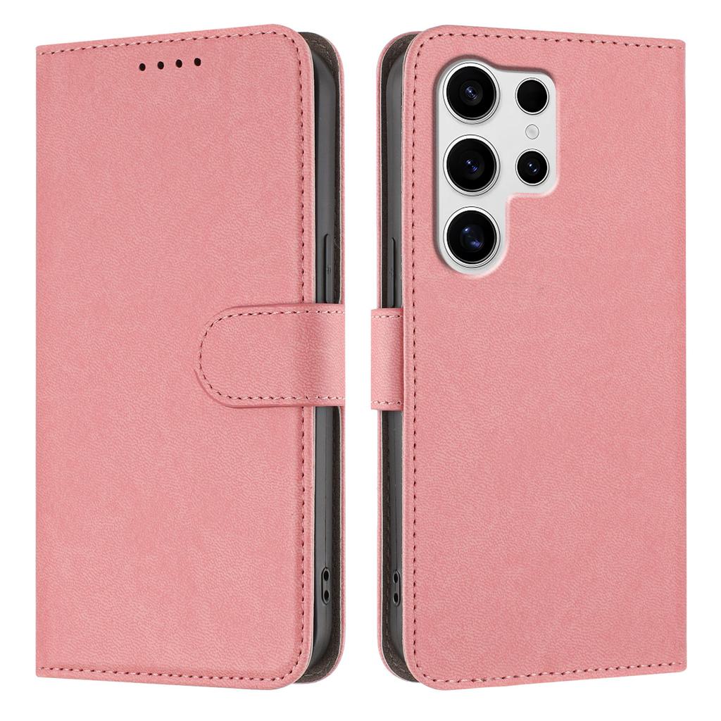 For Samsung Galaxy S24 Ultra Leather Case Solid Color Phone Cover with Wallet