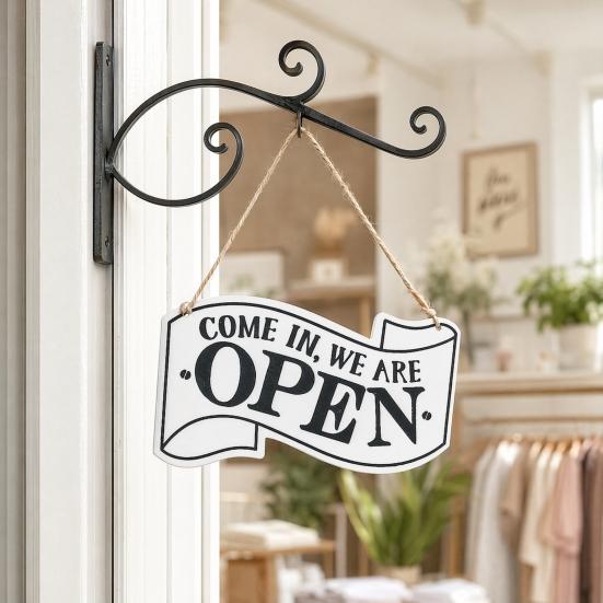Yousheng Open Closed Sign, with Lanyard, Retro Decorative Door Sign, Double-Sided Printed Sign, for Bars Cafes Wall