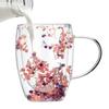 Doppelwandige Glastasse, Trockenblumen, dekorative Glas-Teetassen, doppelwandige isolierte Kaffeetassen, Blumen, doppelt isolierte Milchtasse