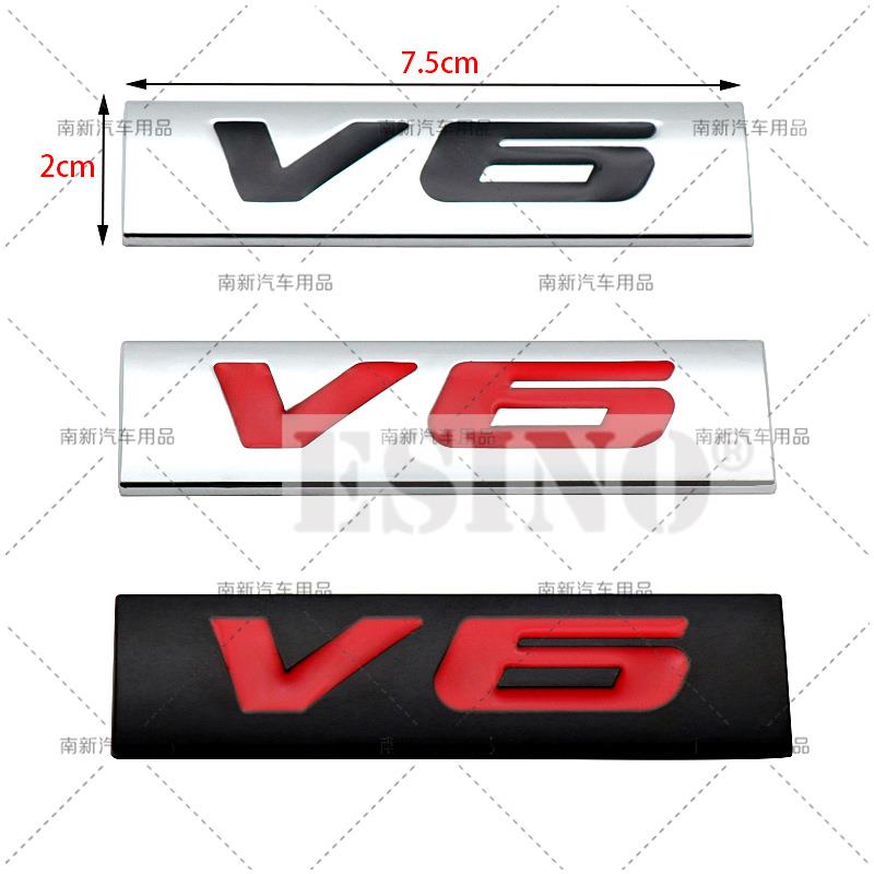 3D Metall Chrom Zinklegierung Emblem Universal V6 Logo Auto Plakette Karosserie Kofferraum Kotflügel Klebe Emblem Autozubehör